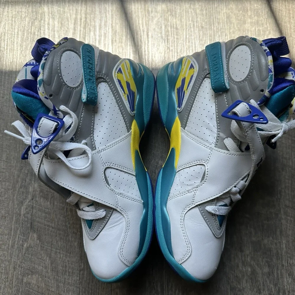 Jordan 8 Retro White Aqua 2019 Size 7.5 Women's Sneakers Men's 6 EXCELLENT COND+
